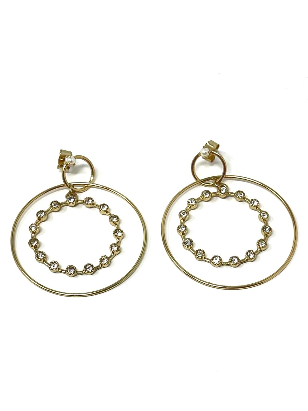 New Anthropologie Double Hoop Circle Earrings Gold